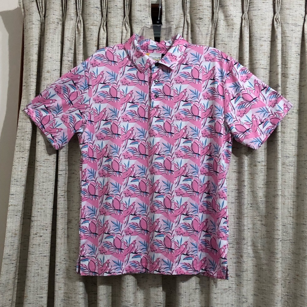Nicklaus Tropical Bird Print Eco Choice Golf Shirt